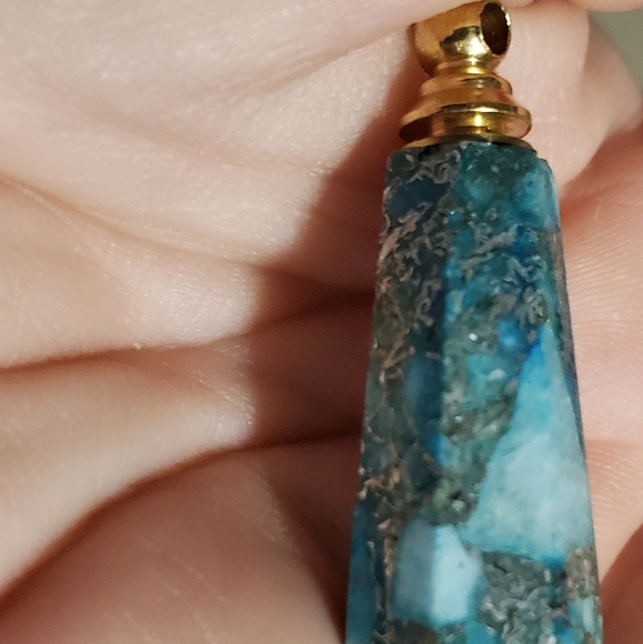 New Sea Sediment Jasper Pyrite Essential Oil Pendant - Picture 5 of 13